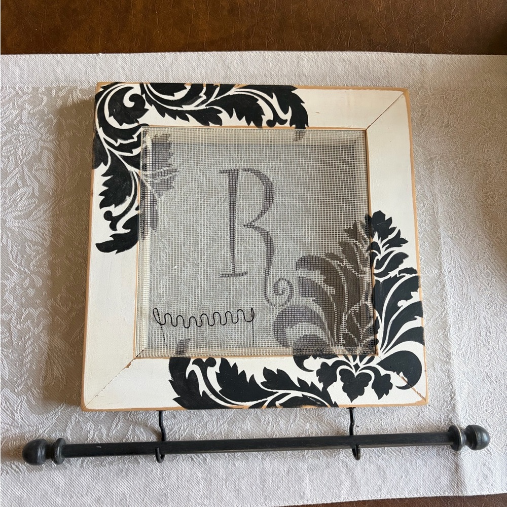 Decorative Monogram Wall Frame with Black Damask Accents